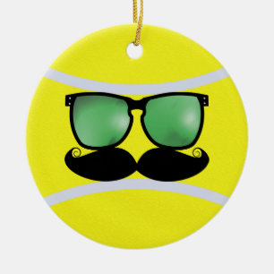Rond En Céramique Ornement de balle de tennis de moustache