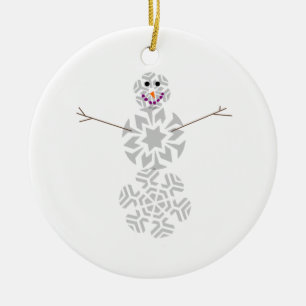 Rond En Céramique Ornement de bonhomme de neige de flocon de neige