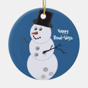Rond En Céramique Ornement de cadeaux de Noël de lanceurs de bowlin