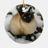Rond En Céramique Ornement de chat de neige (Dos)