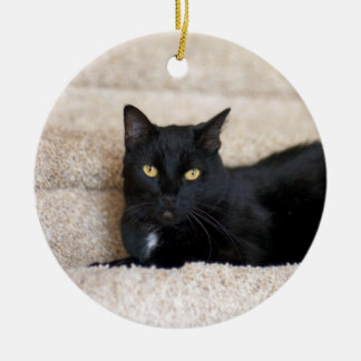 Rond En Céramique Ornement de chat noir