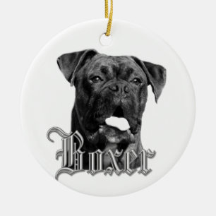 Rond En Céramique Ornement de chien de boxeur