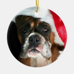 Rond En Céramique Ornement de chien de boxeur de Noël