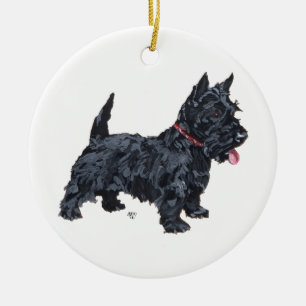 Rond En Céramique Ornement de chien Scottie