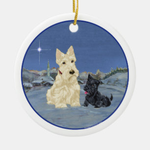 Rond En Céramique Ornement de chien Scottie roux