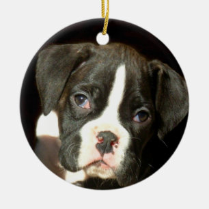 Rond En Céramique Ornement de chiot de boxeur