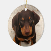 Rond En Céramique Ornement de chiot de dobermann (Gauche)