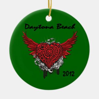 Rond En Céramique Ornement de coeur de style de tatouage de Daytona