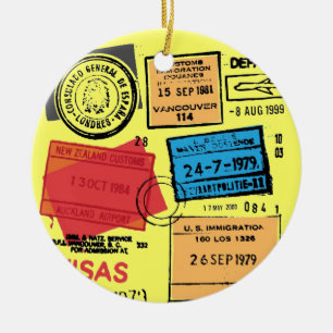 Rond En Céramique Ornement de conception des timbres de passeport
