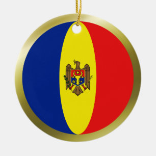 Rond En Céramique Ornement de drapeau de Moldavie
