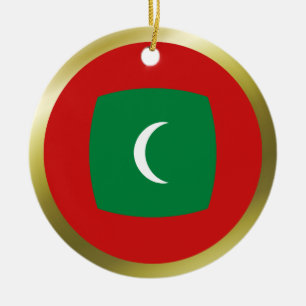 Rond En Céramique Ornement de drapeau des Maldives