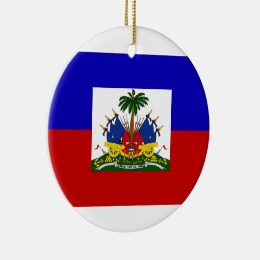 ROND EN CÉRAMIQUE ORNEMENT DE DRAPEAU DU HAÏTI (Droite)