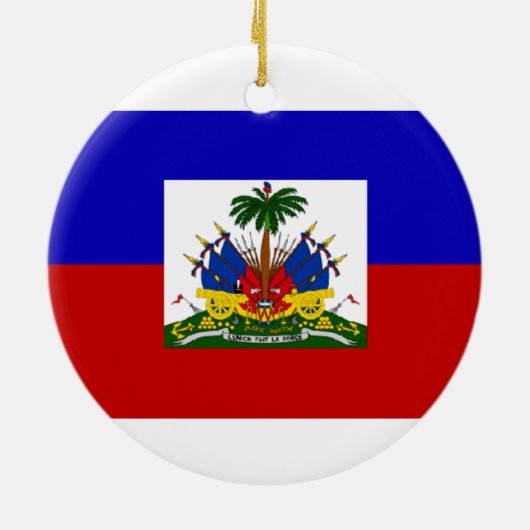 ROND EN CÉRAMIQUE ORNEMENT DE DRAPEAU DU HAÏTI (Dos)