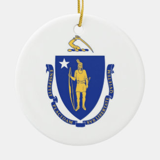 Rond En Céramique Ornement de drapeau du Massachusetts