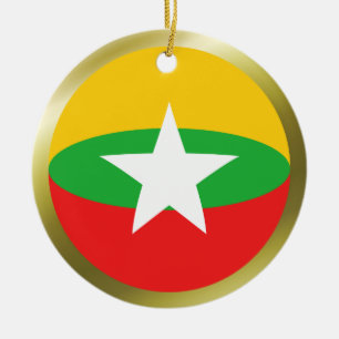 Rond En Céramique Ornement de drapeau du Myanmar