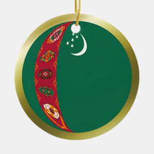 Rond En Céramique Ornement de drapeau du Turkménistan