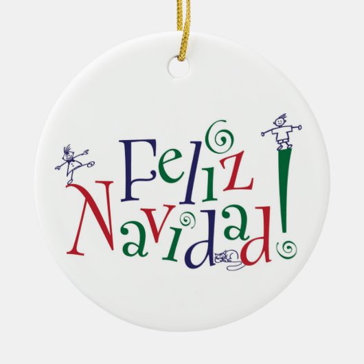Rond En Céramique Ornement de Feliz Navidad (Devant)