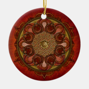 Rond En Céramique Ornement de flamme de mandala