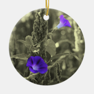 Rond En Céramique Ornement de fleur blanche de noir de gloires de