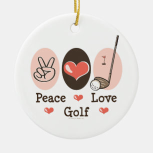 Rond En Céramique Ornement de golf d'amour de paix