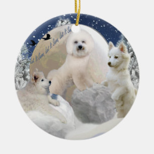 Rond En Céramique Ornement de jeu de neige