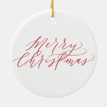 Ornement de Joyeux Noël - calligraphie rouge