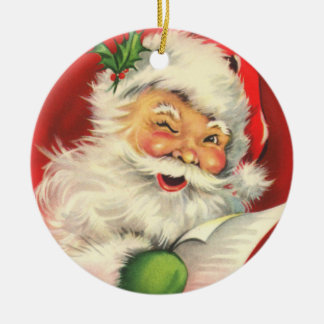 Rond En Céramique Ornement de liste du jouet de Père Noël