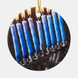 Rond En Céramique Ornement de Menorah