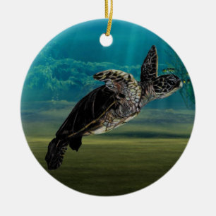 Rond En Céramique Ornement de mer de tortue