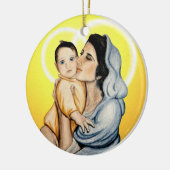 Rond En Céramique Ornement de mère et d'enfant (Gauche)