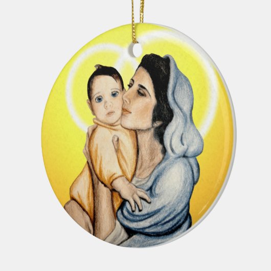 Rond En Céramique Ornement de mère et d'enfant (Gauche)