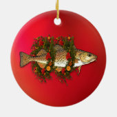 Rond En Céramique Ornement de morue de Noël (Dos)