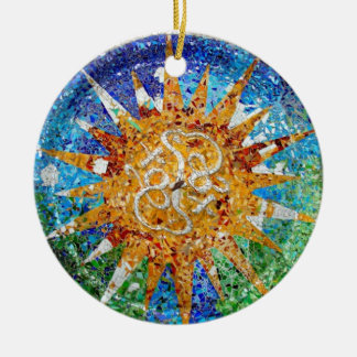 Rond En Céramique Ornement de mosaïque de rayon de soleil de Gaudi