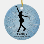 Rond En Céramique Ornement de patinage sur glace personnalisé (Devant)