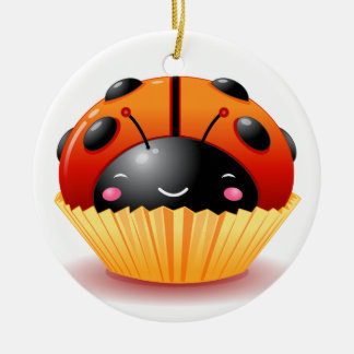 Rond En Céramique Ornement de petit gâteau de coccinelle
