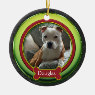 Rond En Céramique Ornement de photo de compagnie rouge vert Noël