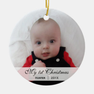 Rond En Céramique Ornement de photo de Noël de   du bébé premier