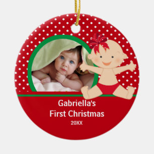Rond En Céramique Ornement de photo de Noël pour bébé fille mignonne