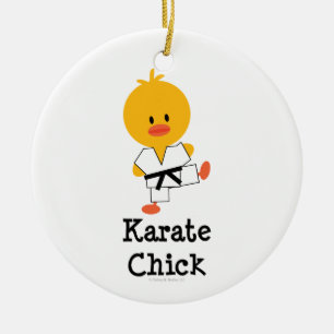 Rond En Céramique Ornement de poussin de karaté