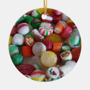 Rond En Céramique Ornement de sucrerie de Noël