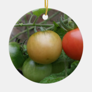 Rond En Céramique Ornement de tomates de feu de circulation