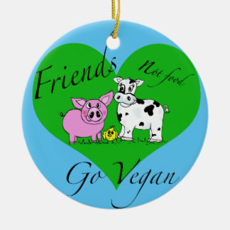 Rond En Céramique Ornement de végétalien de nourriture d'amis pas