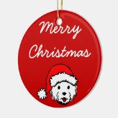 Rond En Céramique Ornement de Westie de Joyeux Noël (Gauche)