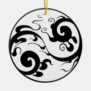 Rond En Céramique Ornement de Yin Yang Swirl
