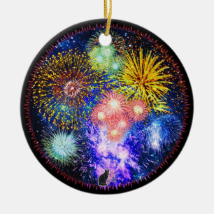Rond En Céramique Ornement d'éclats de feux d'artifice
