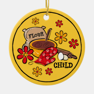 Rond En Céramique Ornement d'enfant de farine
