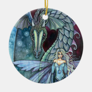 Rond En Céramique Ornement Dragon de Cristal par Molly Harrison