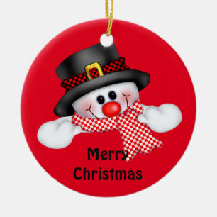Rond En Céramique Ornement du cercle de Noël/Snowman