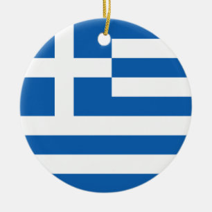Rond En Céramique Ornement du drapeau grec