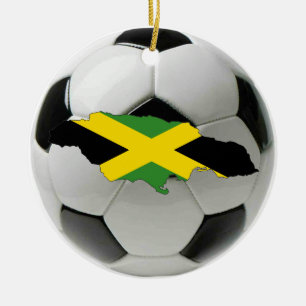 Rond En Céramique Ornement du football du football de la Jamaïque
